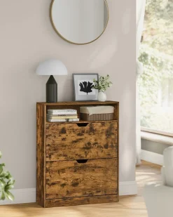 Fashion SONGMICS Meuble à chaussures 11 à 16 paires marron rustique