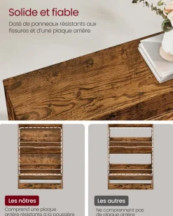 Fashion SONGMICS Meuble à chaussures 11 à 16 paires marron rustique