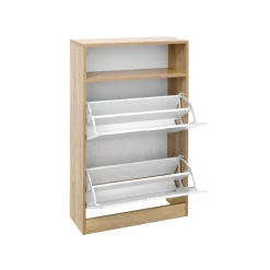 Clearance SONGMICS Meuble à chaussures 2 abattants Blanc