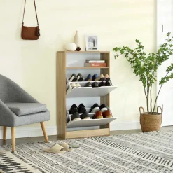 Clearance SONGMICS Meuble à chaussures 2 abattants Blanc