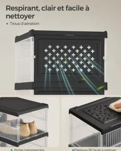 Clearance SONGMICS Meuble à chaussures pour entrée avec porte pliante 80 x 30 x 46 cm blanc