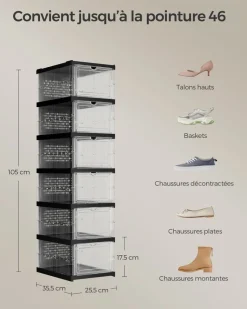 Clearance SONGMICS Meuble à chaussures pour entrée avec porte pliante 80 x 30 x 46 cm blanc