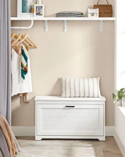 Clearance SONGMICS Meuble à chaussures rangement 3 niveaux avec portes aspect rotin étagère réglable en hauteur pieds en acier beige chêne