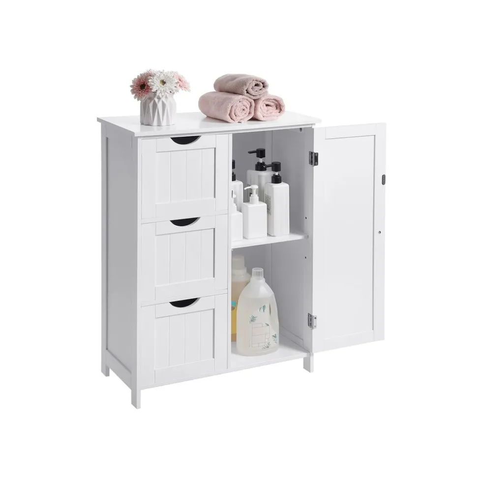 New SONGMICS Meuble avec 3 tiroirs Blanc