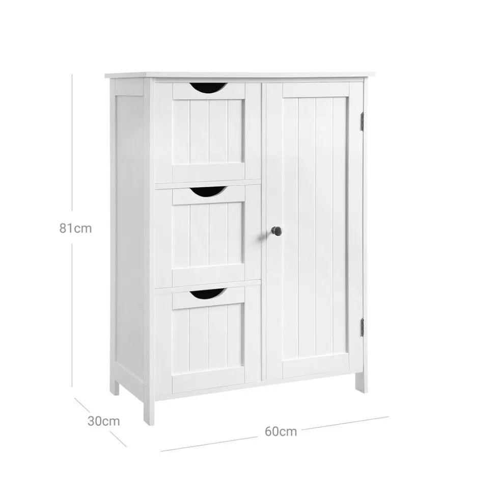 New SONGMICS Meuble avec 3 tiroirs Blanc