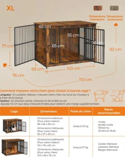 Cheap SONGMICS Meuble cage pour chien à double porte plein marron rustique