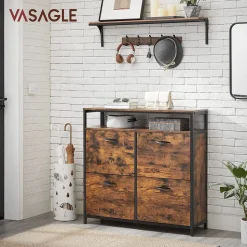 Cheap SONGMICS Meuble chaussures 4 cases Brun Vintage Noir