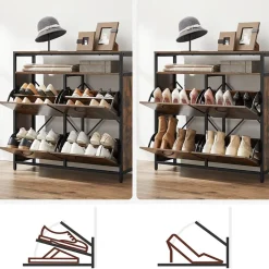 Cheap SONGMICS Meuble chaussures 4 cases Brun Vintage Noir
