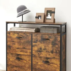 Cheap SONGMICS Meuble chaussures 4 cases Brun Vintage Noir