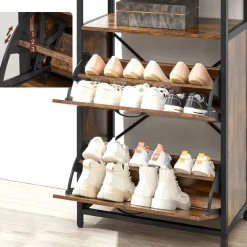 Discount SONGMICS Meuble chaussures 3 cases Brun Vintage Noir