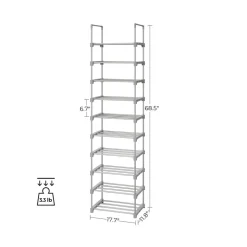 Outlet SONGMICS Meuble chaussures 10 niveaux Gris