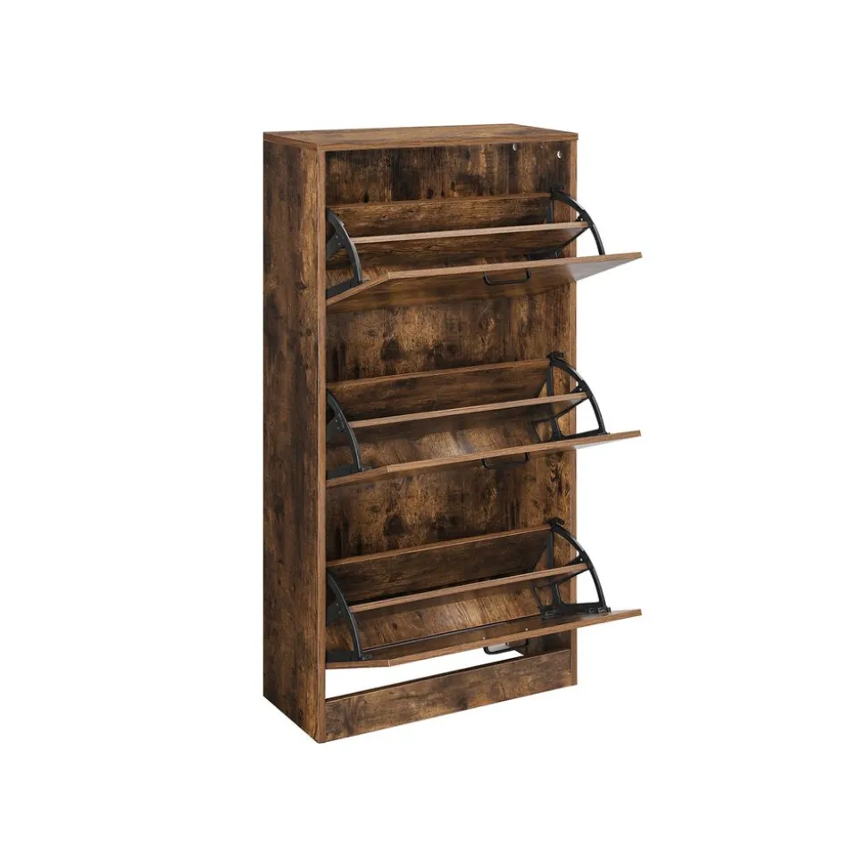 Flash Sale SONGMICS Meuble chaussures 3 niveaux Brun Vintage Noir