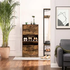 Flash Sale SONGMICS Meuble chaussures 3 niveaux Brun Vintage Noir