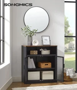 Sale SONGMICS Meuble cuisine grillagé Noir