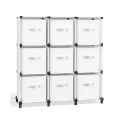 New SONGMICS Meuble de rangement 9 boîtes blanc nuage