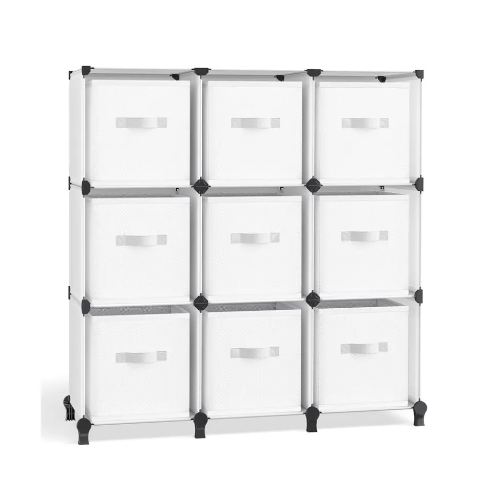 New SONGMICS Meuble de rangement 9 boîtes blanc nuage