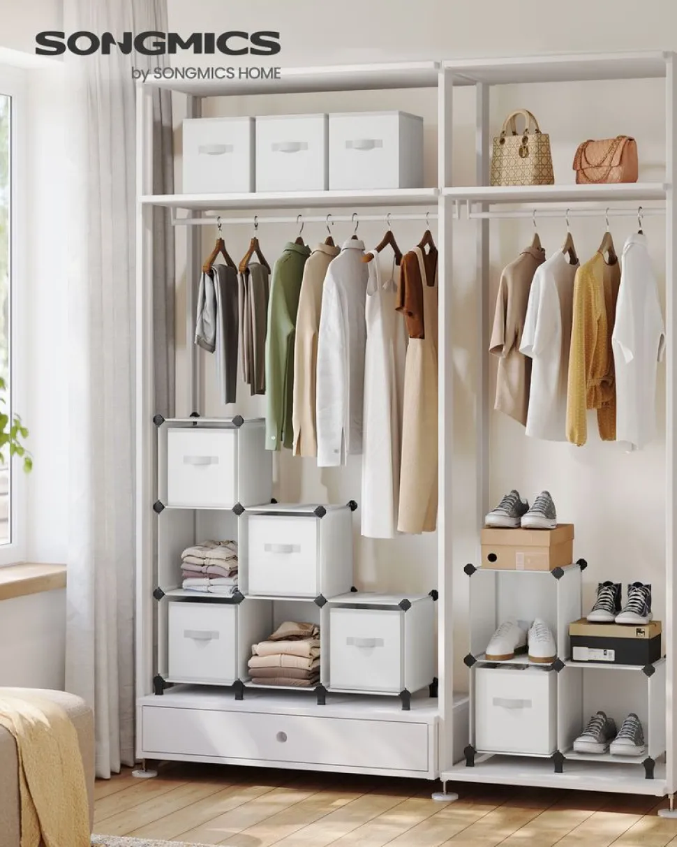 New SONGMICS Meuble de rangement 9 boîtes blanc nuage