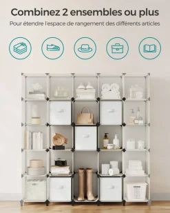 New SONGMICS Meuble de rangement 9 boîtes blanc nuage