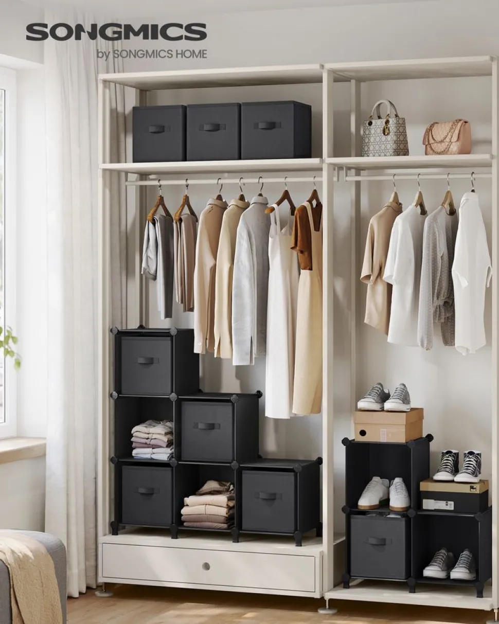 New SONGMICS Meuble de rangement 9 boîtes blanc nuage