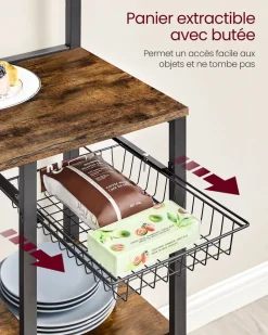 Cheap SONGMICS Meuble de rangement 12 crochets marron rustique et noir