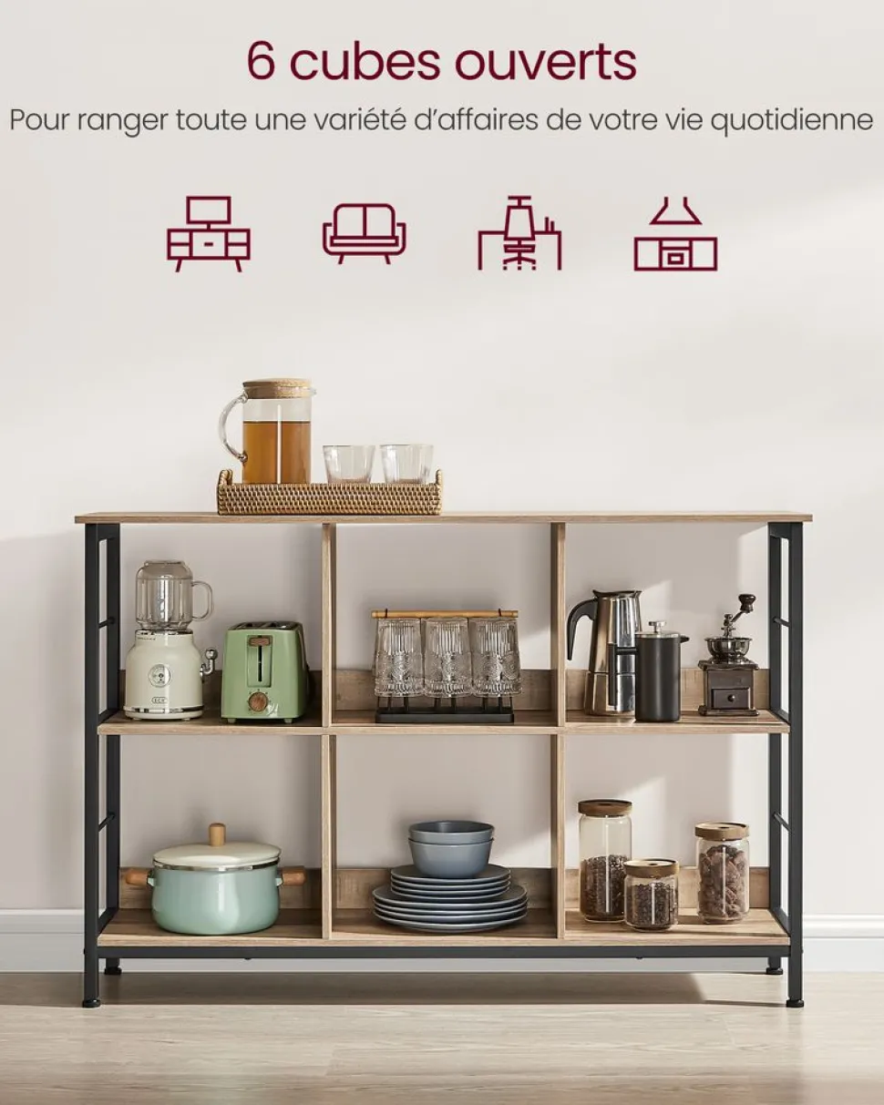 Online SONGMICS Meuble de rangement 2 niveaux 6 cubes marron camel