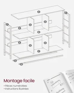 Online SONGMICS Meuble de rangement 2 niveaux 6 cubes marron camel