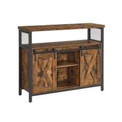 Online SONGMICS Meuble de rangement 2 portes coulissantes marron turquoise