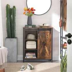 Discount SONGMICS Meuble de rangement industriel Brun Vintage Noir