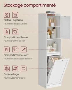 Cheap SONGMICS Meuble de salle de bain 40 x 40 x 80,2 cm Blanc Nuage