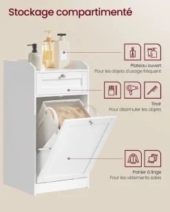 Cheap SONGMICS Meuble de salle de bain 30 x 60 x 100 cm blanc nuage