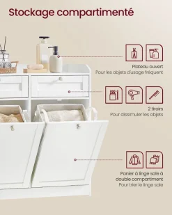 Cheap SONGMICS Meuble de salle de bain 30 x 60 x 100 cm blanc nuage