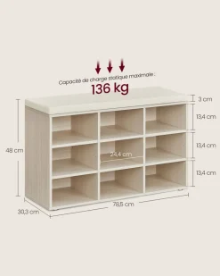 Shop SONGMICS Meuble d’Entrée avec Siège