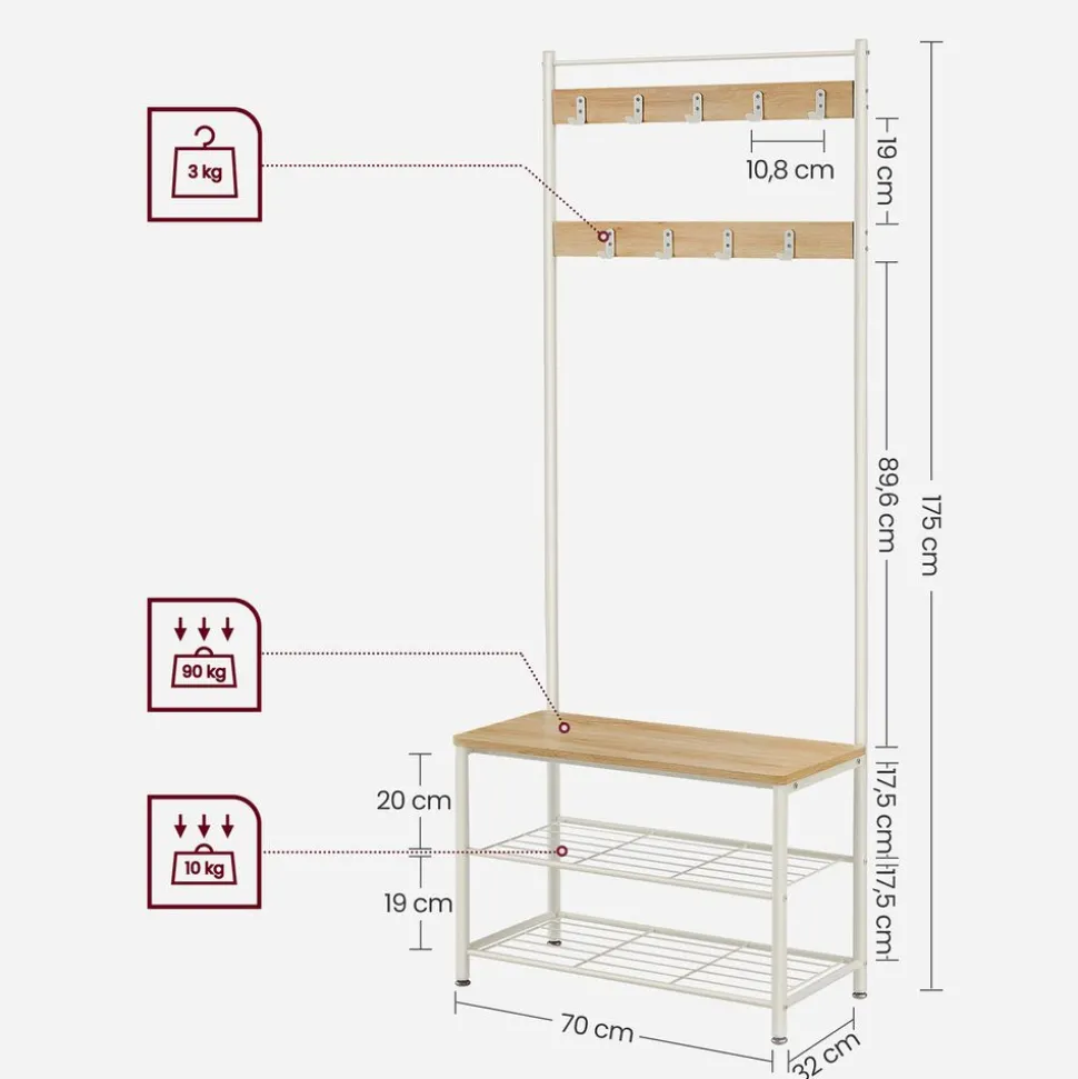 Discount SONGMICS Meuble d'entrée boisé