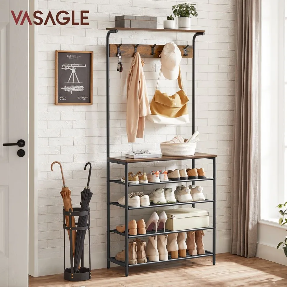 Clearance SONGMICS Meuble d'entrée industriel Brun Vintage Noir