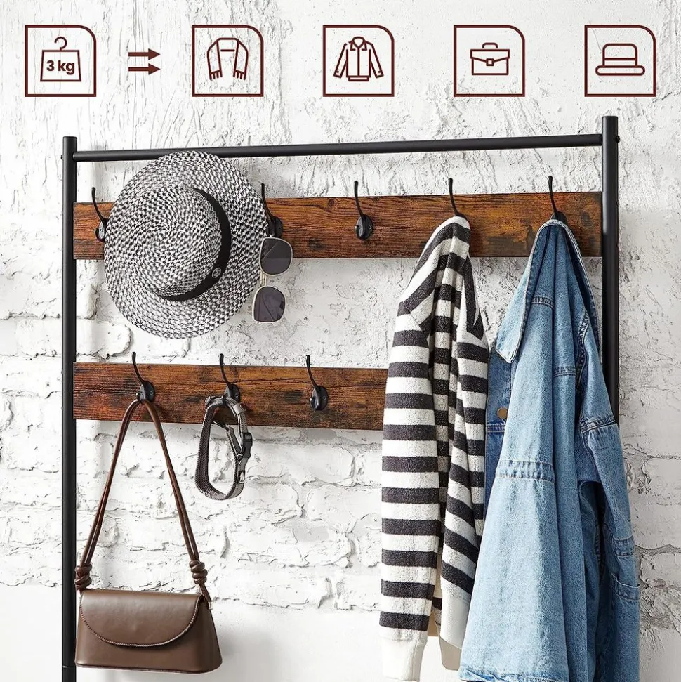 Outlet SONGMICS Meuble d'entrée industriel Brun Vintage Noir