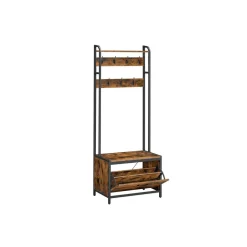 Clearance SONGMICS Meuble d’entrée marron rustique et noir Marron Rustique + Noir