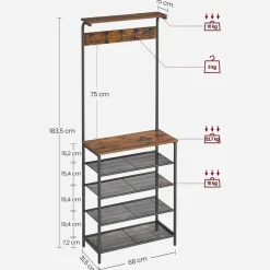 Online SONGMICS Meuble d'entrée rustique Brun Vintage Noir