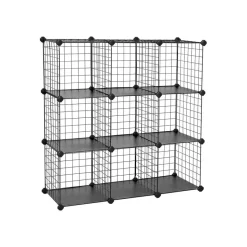 Fashion SONGMICS Meuble grille 9 casiers noir