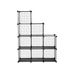 Fashion SONGMICS Meuble grille 9 casiers noir