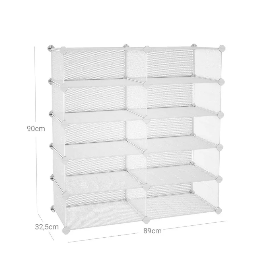 Best SONGMICS Meuble maille 10 casiers blanc