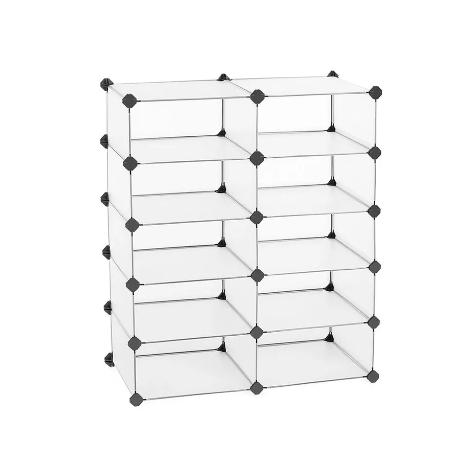 Online SONGMICS Meuble modulable 10 casiers Blanc semi-transparent