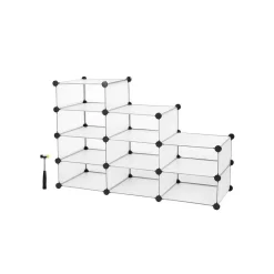 Online SONGMICS Meuble modulable 10 casiers Blanc semi-transparent