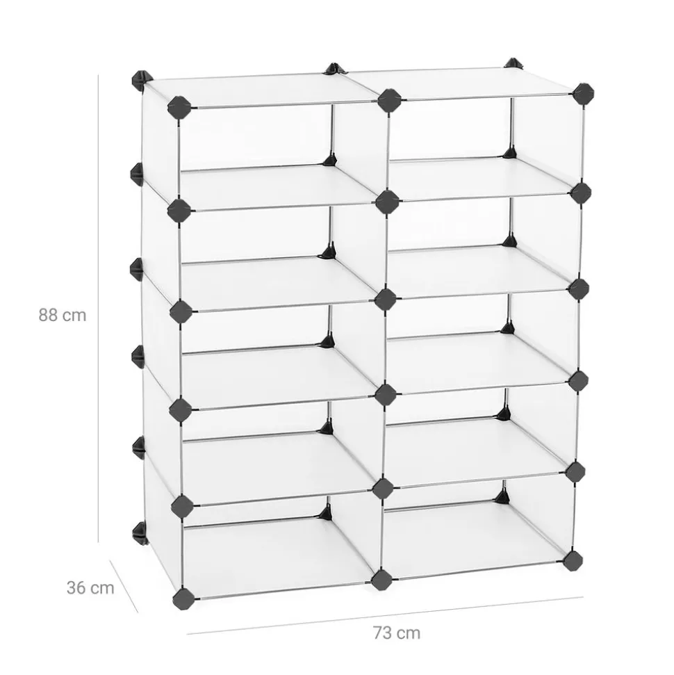 Online SONGMICS Meuble modulable 10 casiers Blanc semi-transparent