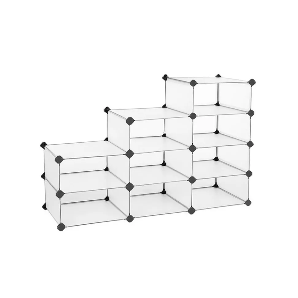 Online SONGMICS Meuble modulable 10 casiers Blanc semi-transparent