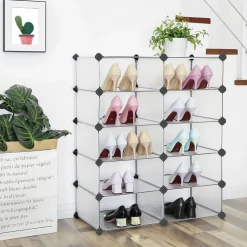 Online SONGMICS Meuble modulable 10 casiers Blanc semi-transparent