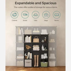 Best SONGMICS Meuble modulable 16 cubes noir