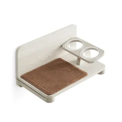 Fashion SONGMICS Meuble pour chat mural avec gamelle Marron Avoine + Marron Café