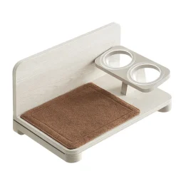 Fashion SONGMICS Meuble pour chat mural avec gamelle Marron Avoine + Marron Café