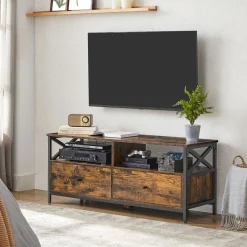 Discount SONGMICS Meuble rangement 2 tiroirs Marron Rustique