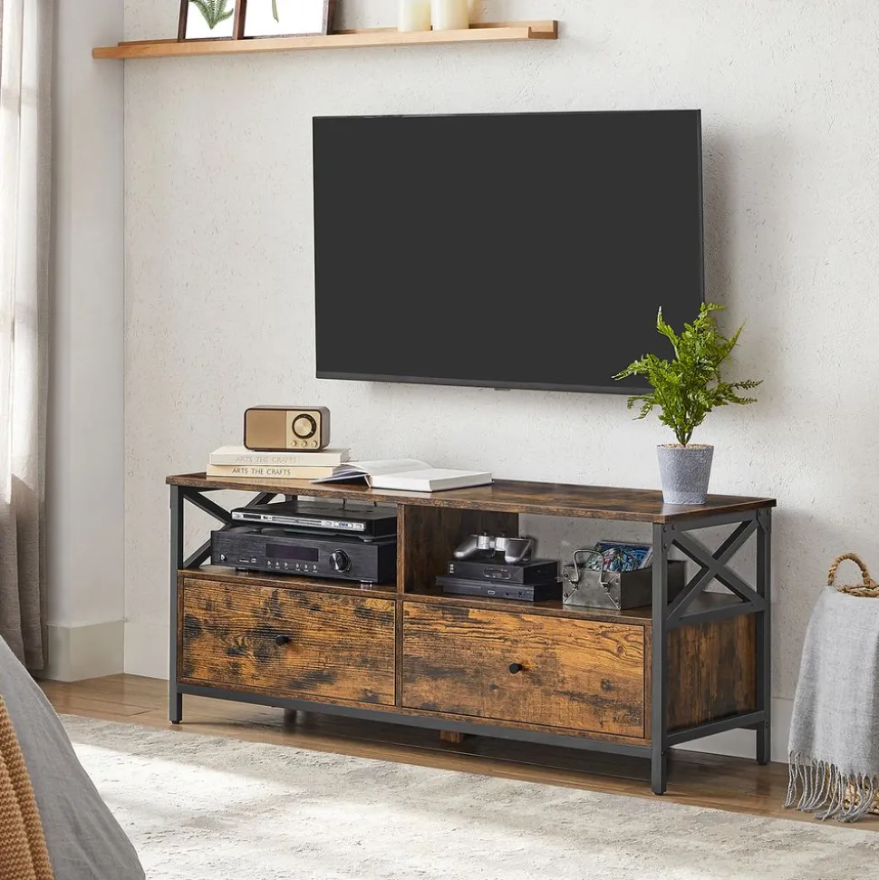 Discount SONGMICS Meuble rangement 2 tiroirs Marron Rustique